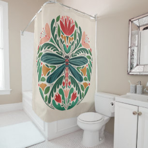 Dragonfly Folk Art Shower Curtain