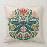 Dragonfly Folk Art Throw Pillow<br><div class="desc">A modern,  hand-drawn dragonfly design inspired by traditional folk art.</div>