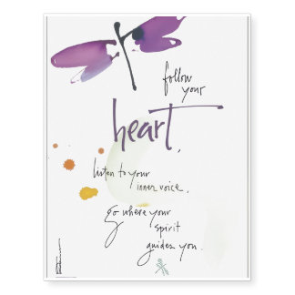 DRAGONFLY FOLLOW YOUR HEART TEMPORARY TATTOOS