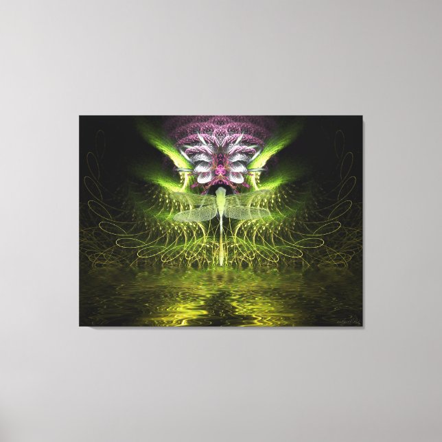 Dragonfly Fractal Magic Wrapped Canvas Print (Front)