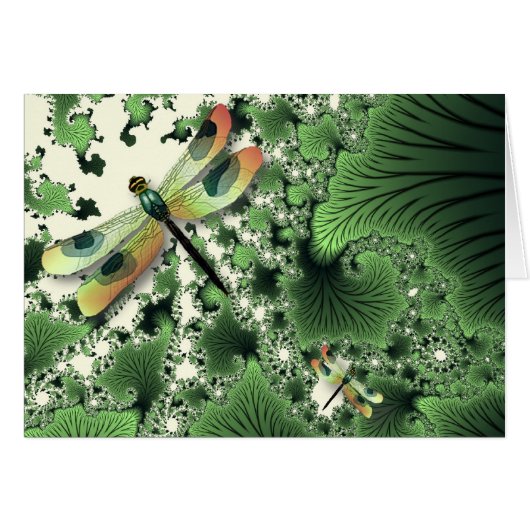 Dragonfly Fractals Card (Green) (Front Horizontal)