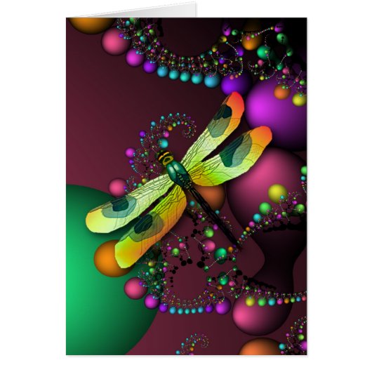 Dragonfly Fractals Card (Mardigras) (Front)