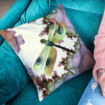 Dragonfly & Fractals Pillow by Mousefx at Zazzle