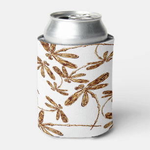 Dragonfly Frenzy Gold Can Cooler Stubby Holder