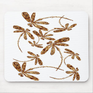 Dragonfly Frenzy Gold Mouse Pad