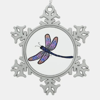Dragonfly From Heaven Snowflake Pewter Christmas Ornament by AlwaysInMyHeart at Zazzle
