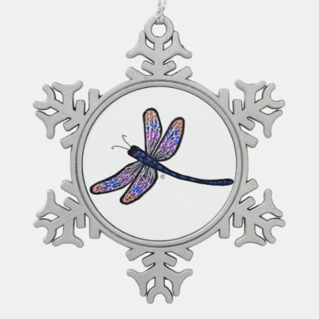Dragonfly From Heaven Snowflake Pewter Christmas Ornament