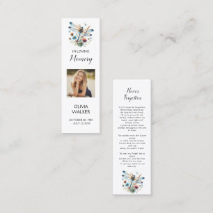 Dragonfly Funeral Bookmark, Funeral Keepsake Cards