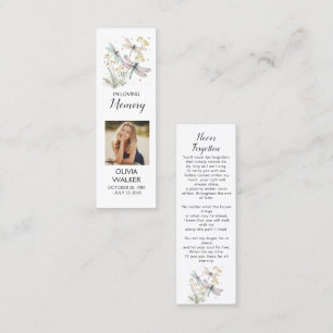 Dragonfly Funeral Bookmark, Funeral Keepsake Cards