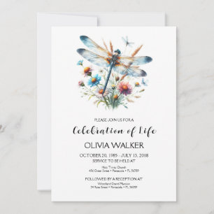 Dragonfly Funeral Celebrating the life Invitation