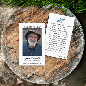 Dragonfly Funeral Memorial Prayer Photo Card