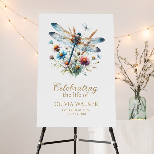  Dragonfly Funeral Memorial Welcome Sign (In Situ (Stand))