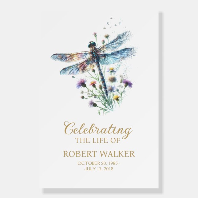 Dragonfly Funeral Memorial Welcome Sign (Front)