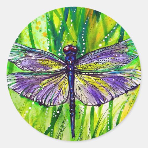 Dragonfly Garden Classic Round Sticker