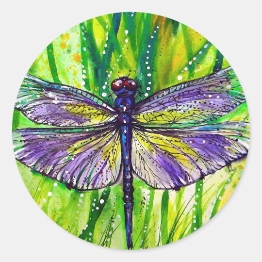 Dragonfly Garden Classic Round Sticker