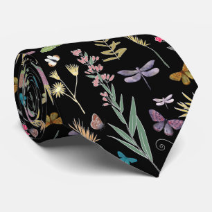 Dragonfly garden neck tie