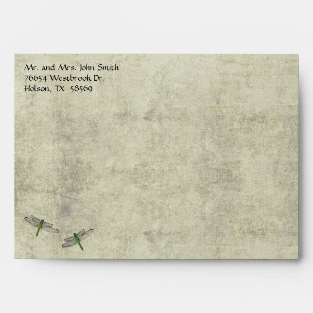 Dragonfly Garden Vintage Wedding Envelope (Front)