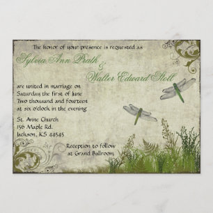 Dragonfly Garden Vintage Wedding Invitation