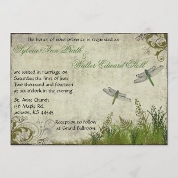 Dragonfly Garden Vintage Wedding Invitation by DaisyLane at Zazzle