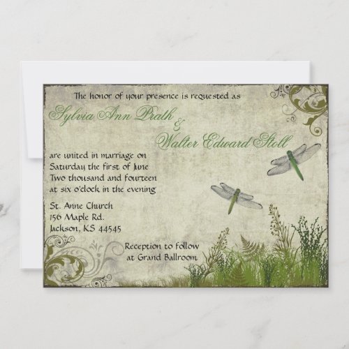 Dragonfly Garden Vintage Wedding Invitation
