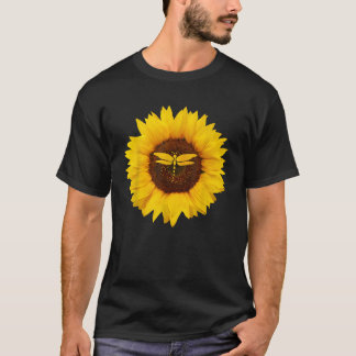 Dragonfly Gift For Women Men Swarm Nymph Sunflower T-Shirt