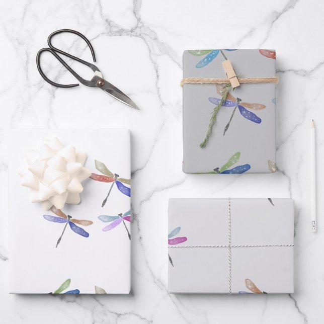 Dragonfly Gift Wrap | Three Sheets | Watercolor (Creator Uploaded)