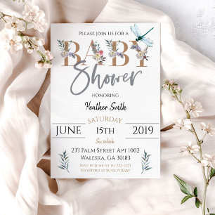 Dragonfly Girl Baby Shower Invitation