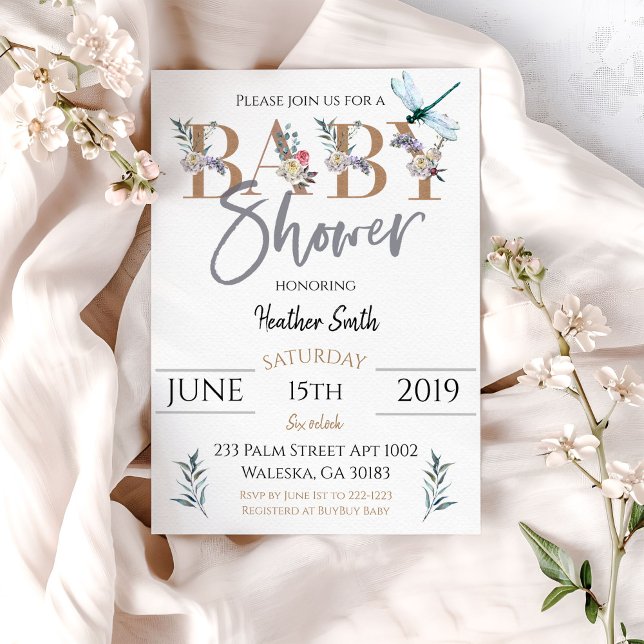 Dragonfly Girl Baby Shower Invitation (Creator Uploaded)