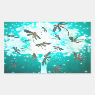 Dragonfly Glow Tree Rectangular Sticker