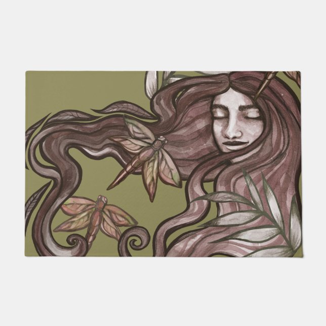 Dragonfly Goddess Nature Lovers Summer             Doormat (Front)