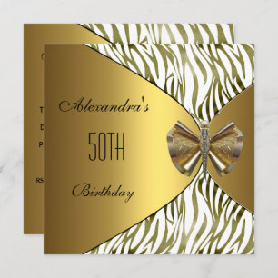 Dragonfly Gold Jewel 50th Birthday Invitation