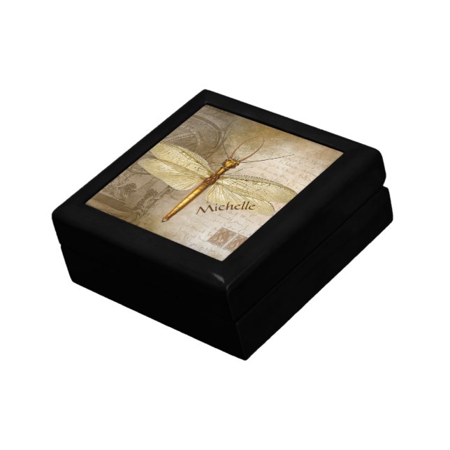 Dragonfly Gold Personalized  Gift Box (Side)