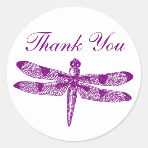 Dragonfly Graphic Thank You Classic Round Sticker