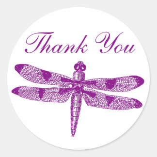 Dragonfly Graphic Thank You Classic Round Sticker