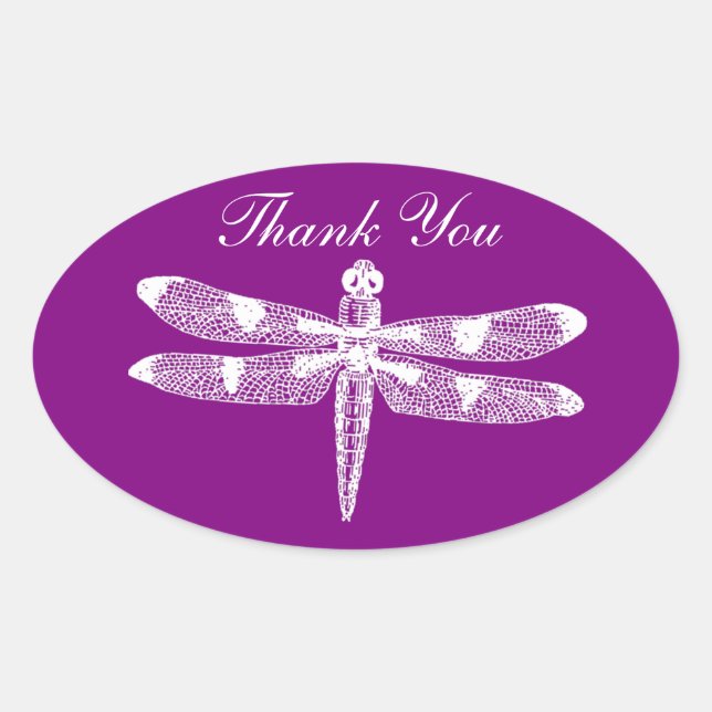 Dragonfly Graphic Thank You Oval Oval Sticker (Front)