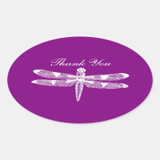 Dragonfly Graphic Thank You Oval Oval Sticker