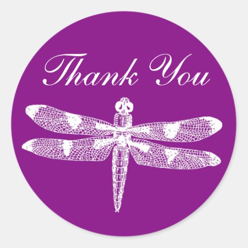 Dragonfly Graphic Thank You Round Classic Round Sticker