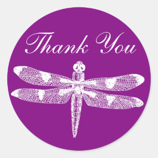 Dragonfly Graphic Thank You Round Classic Round Sticker