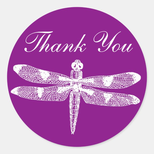 Dragonfly Graphic Thank You Round Classic Round Sticker (Front)