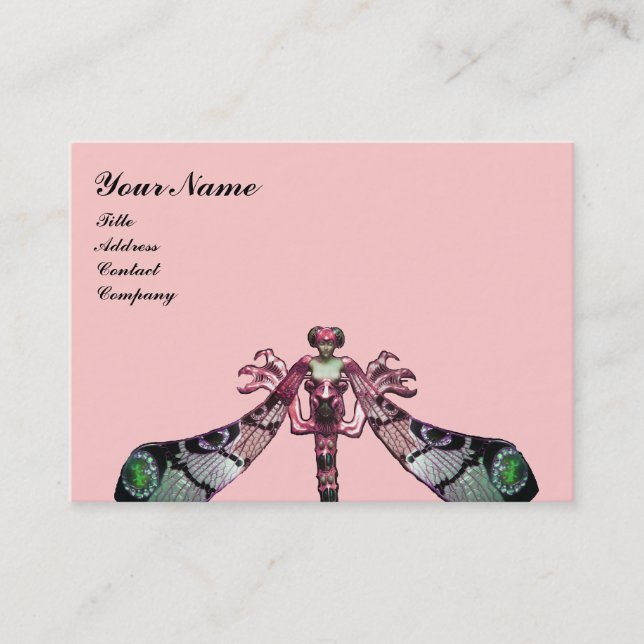 DRAGONFLY ,green ,black pink Business Card (Front)