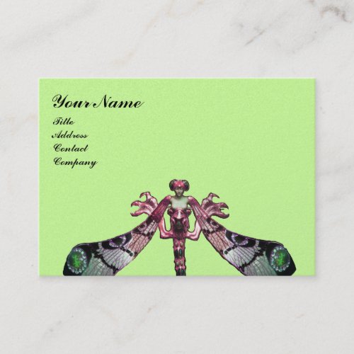 DRAGONFLY green black pink gold metallic Business Card