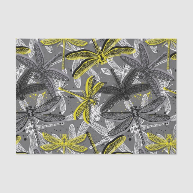  dragonfly hand drawn stylized seamless pattern  tissue paper (Front)