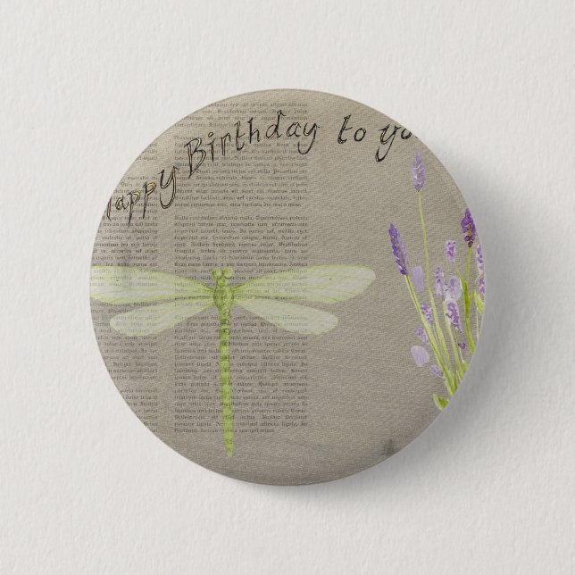 dragonfly happy birthday button (Front)