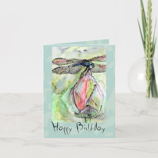 Dragonfly Happy Birthday Customizable Card (Front)