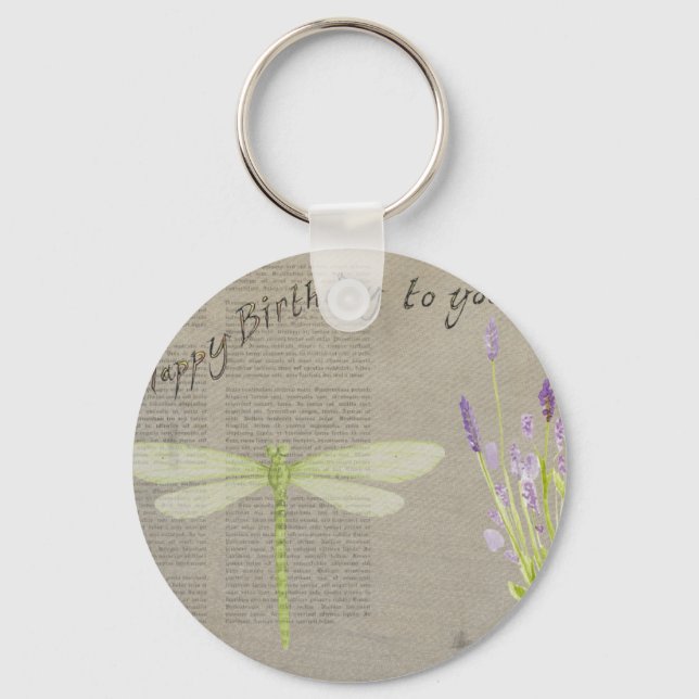 dragonfly happy birthday keychain (Front)