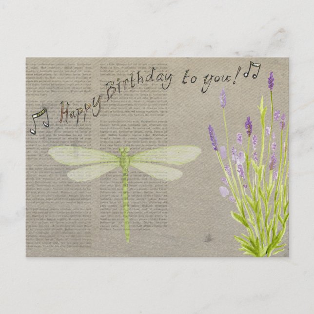 dragonfly happy birthday postcard (Front)