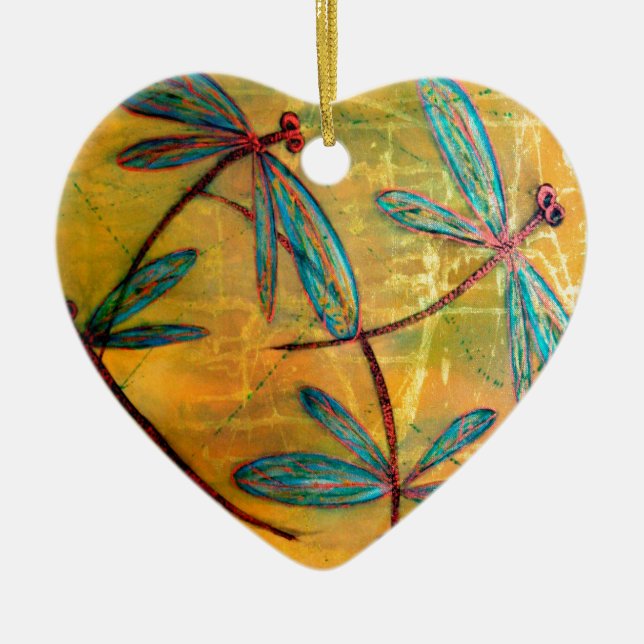 Dragonfly Haze Ceramic Ornament (Front)