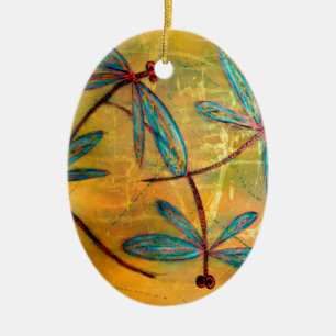 Dragonfly Haze Ceramic Ornament