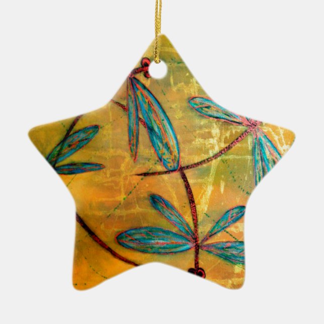 Dragonfly Haze Ceramic Ornament (Front)