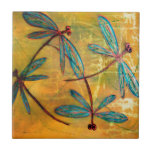 Dragonfly Haze Ceramic Tile<br><div class="desc">Gorgeous metallic colored dragonflies on a gold washed background.</div>